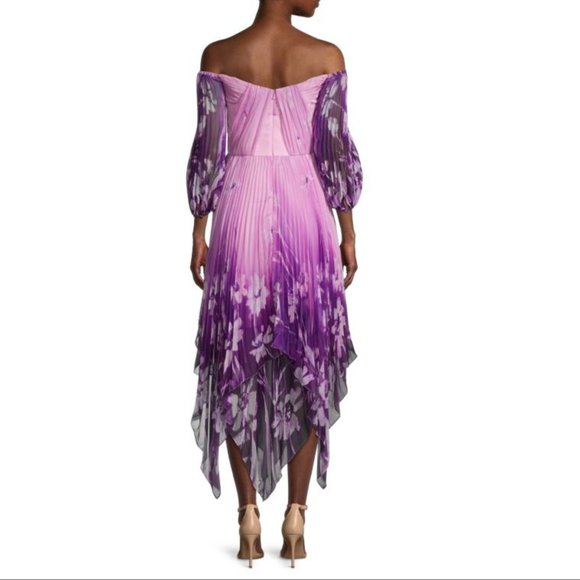 FLOR ET.AL Rossetti $895 Floral-Print Midi strapless sexy Dress 2 - Picture 3 of 13